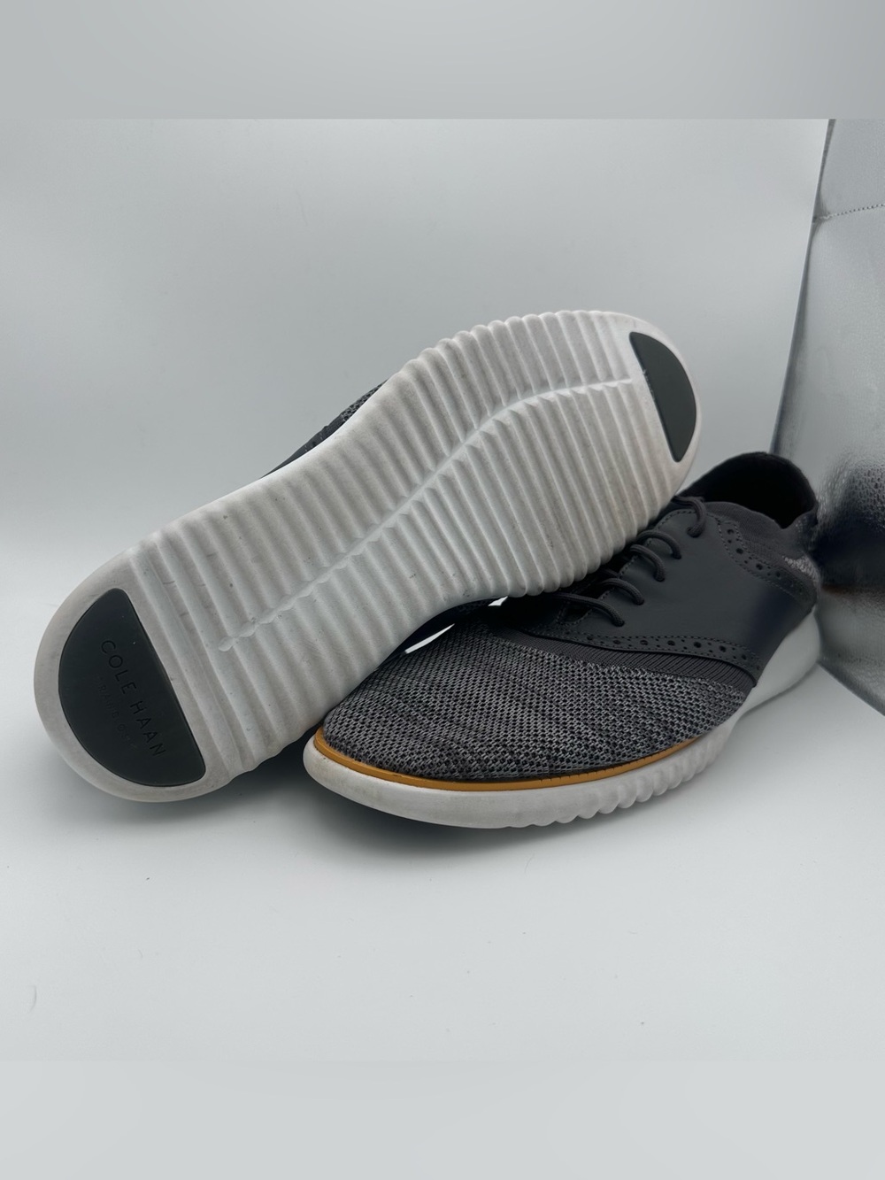 Cole Haan 2.ZERØGRAND Gray Knit Lace-Up Oxfords Men's 13